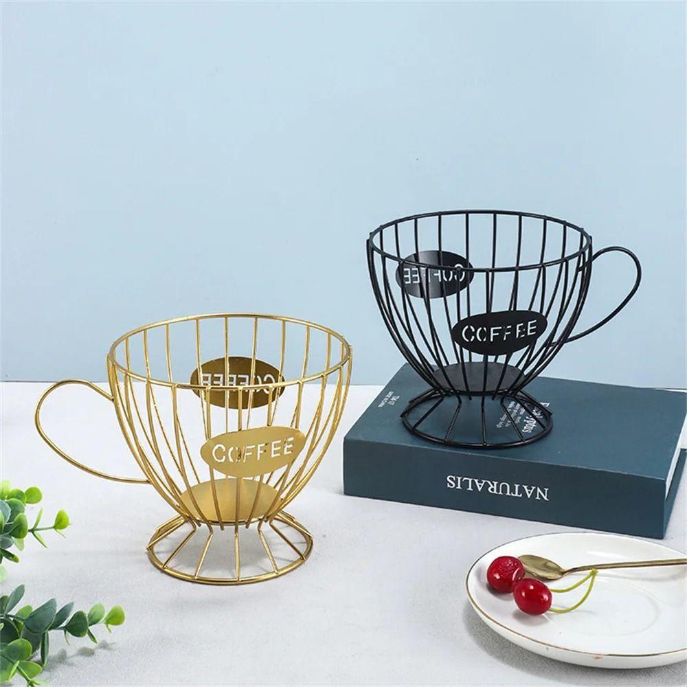 Metal Wire Coffee Display Basket Large Capacity Fruit Snack Storage Rack K Cup Organizer  Home Use