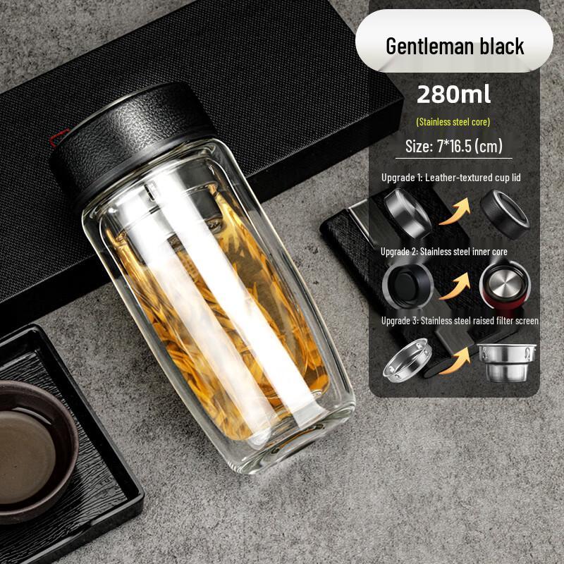 MINGHUI MH1166 Leather Pattern Double Wall Glass Cup