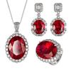Jewelry Copper Bottom Gold-Plated Simulation Red Corundum High-End Jewelry Set Women'S Stone 15 * 20
