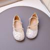 Girls Dance Performance Shoes Shiny Sequins Round Toes Children Flat Shoes Chic Soft Sole 2025 New Kids Leather Shoes Non-slip