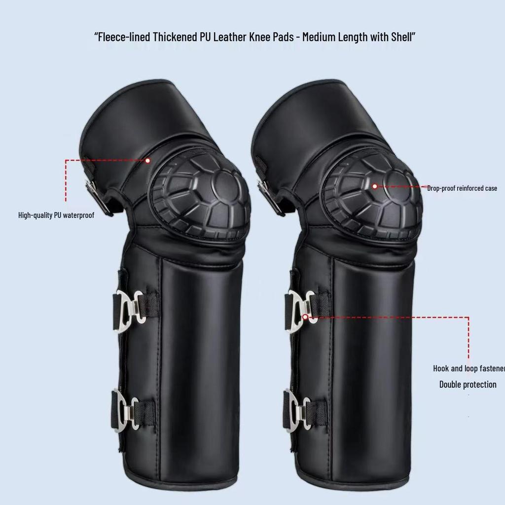 Windproof & Coldproof Electric Motorcycle Knee Pads - Warm, Rainproof, Adjustable, Unisex PU Leg Warmers for Winter Riding