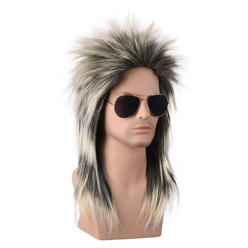 70s 80s Retro Cosplay Costume Wig Long Rocker Disco Wigs Punk Men Mullet Wigs Fancy Show