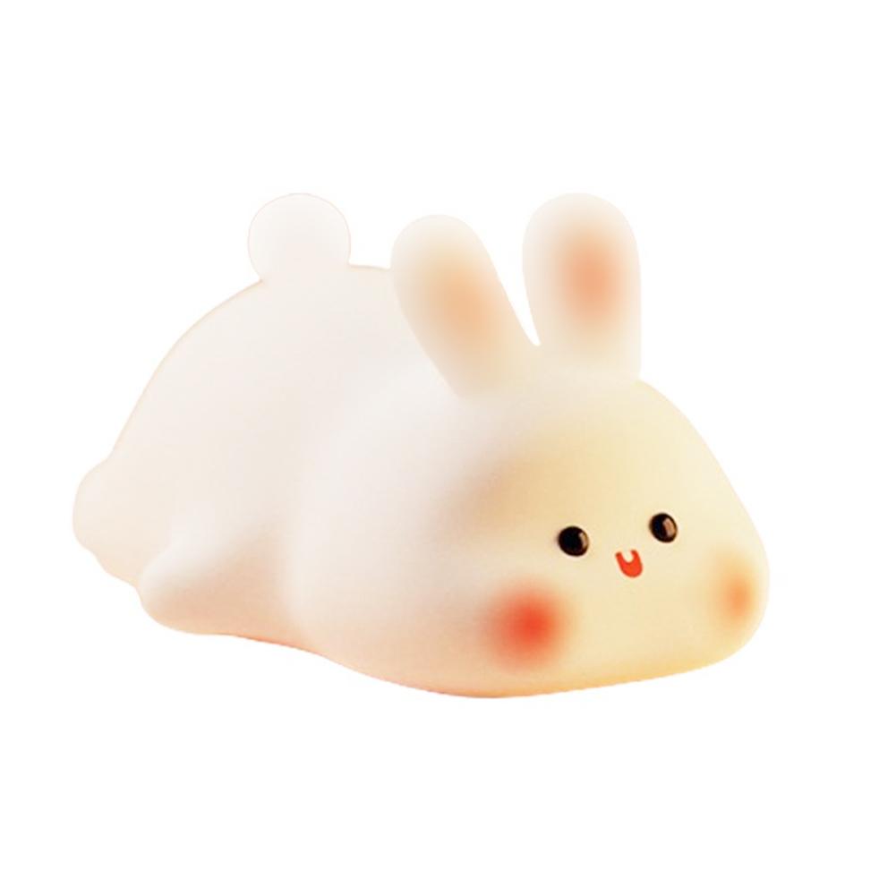 

Cute Rabbit Silicone Pat Lamp Rechargeable Novelty Animal Rabbit Nursery Nightlight Timing Touch Sensor Table Lamp For Room