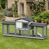 Large Rabbit Hutch 2-Tier Wooden Ramp 230 X 53 X 93.5cm Light Grey