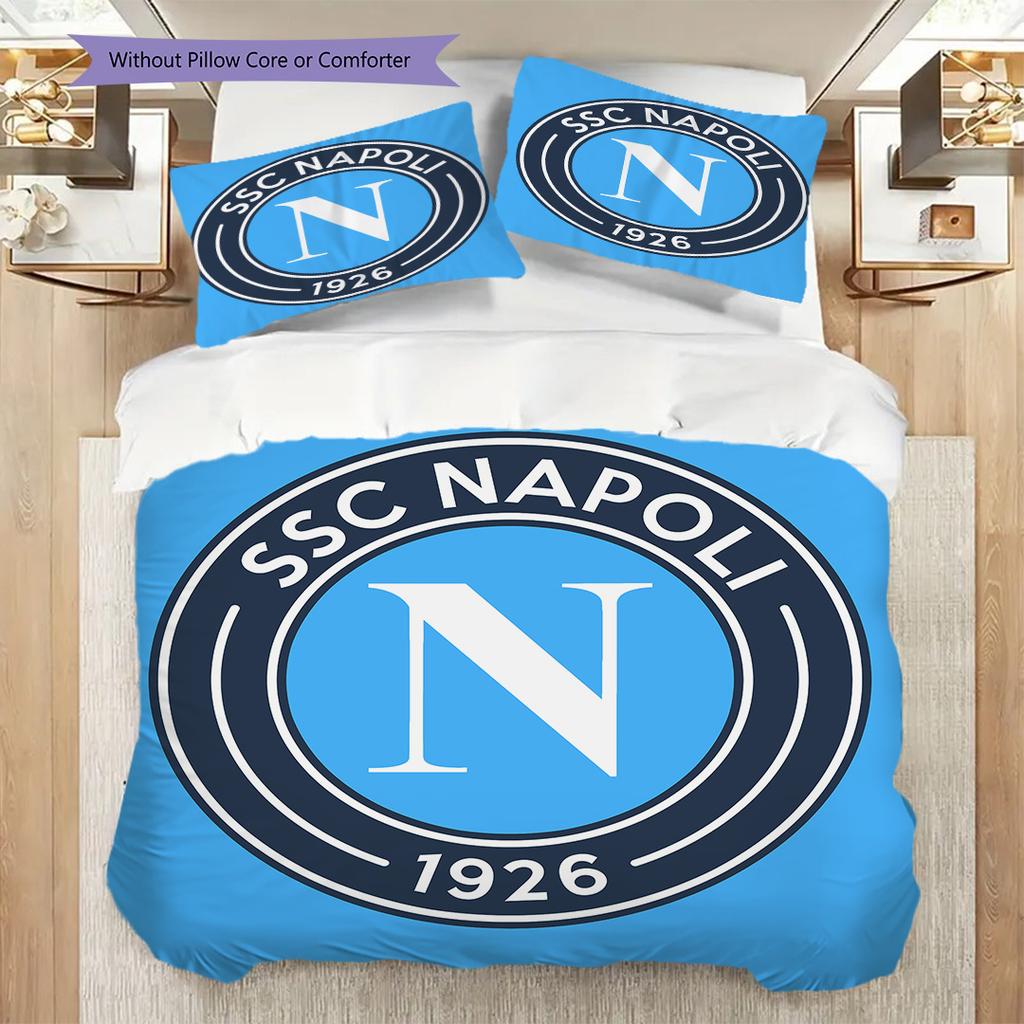 SSC Napoli Muster Bettwäsche Steppdecke Set Bettbezug Kissenbezug Heimdekoration Geburtstagsgeschenk (1 Bettbezug + 2 Kissenbezüge, ohne Füllung)