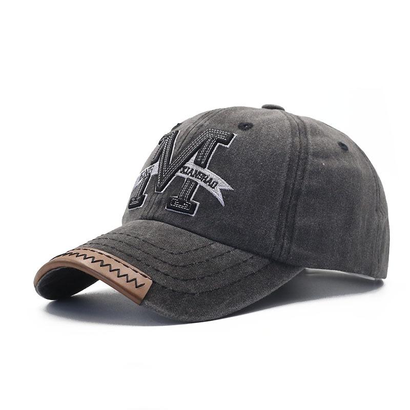 Washed and old M large embroidered baseball cap men's and women's four-season cowboy hat classic embroidery simple cap