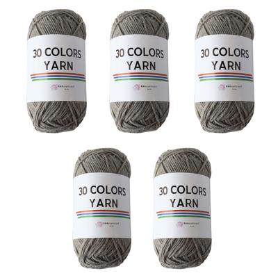 Sumire Knutselwinkel "30 KLEUREN GAREN" Katoen Acryl Garen, Ongeveer. 50g per bol, 120m, Set van 5 Enkleurige Bollen, Breien (Maat 28. Grijs)