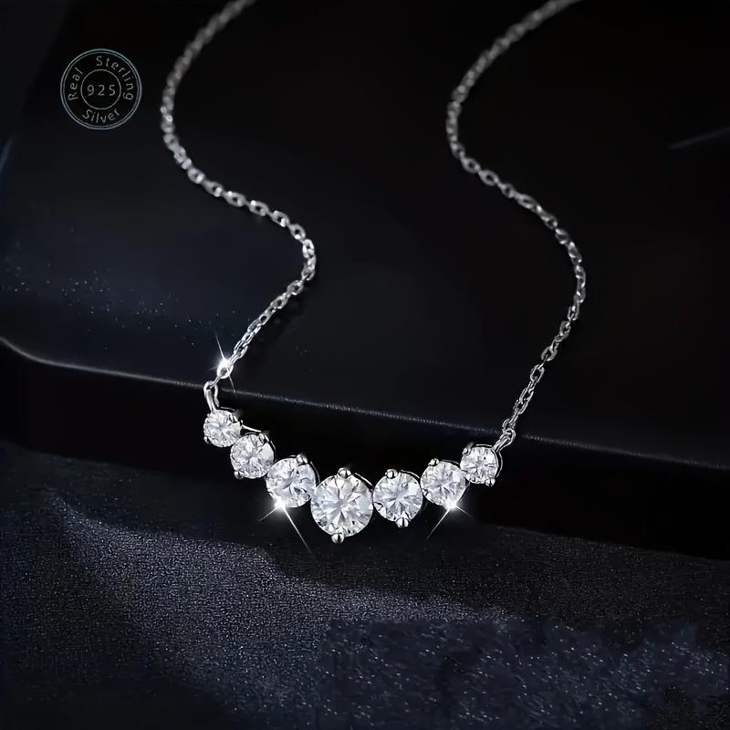 S silver pendant necklace with moissanite, stylish and elegant, suitable for engagement, wedding, anniversary, and Mother's Day celebrations