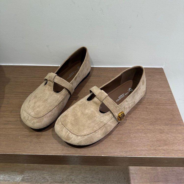 Autumn and Winter New Korean Version of Small Leather Shoes Women's British Style French Retro Soft Leather One-pedal Flat Mary Jane Single Shoes
