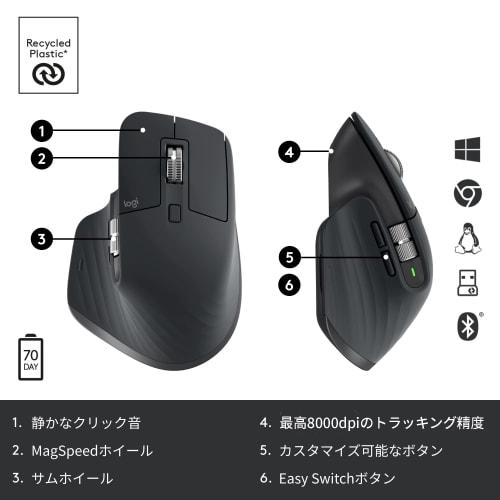 [Exclusive To .co.jp] Logitech MX MASTER3s Advanced Wireless Mouse Quiet MX2300GRd Logi Bolt Not Compatible with Bluetooth Unifying 8000dpi High-speed