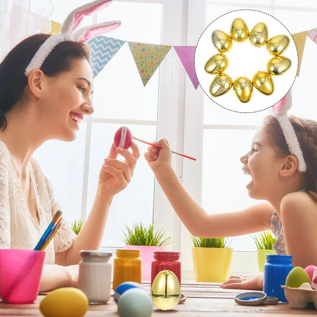 Ouă de Paște Ou Umplut Plastic Gol Coajă Paște Auriu Gacha DIY Coajă de Ou Simulată Jucării Surpriză Paște Petrecere