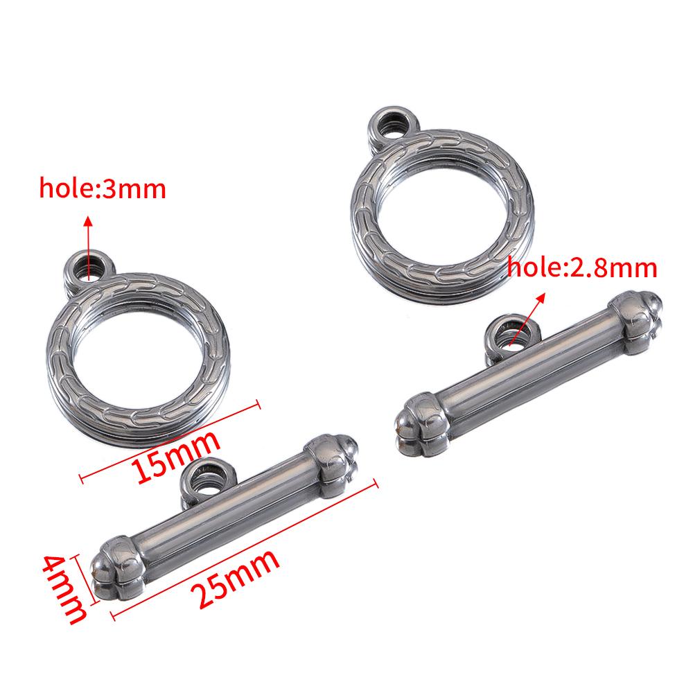 3setst Stainless Steel Embossed OT Toggle Clasp Hook Circle Rings Connectors DIY Necklaces Bracelets Accessories Jewelry Making