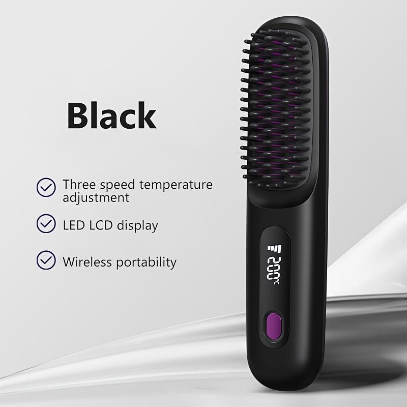 

1PC portable wireless hair straightener brush, constant temperature and anti-scalding , hot comb function, Type-C fast charging, LCD screen display чёрный