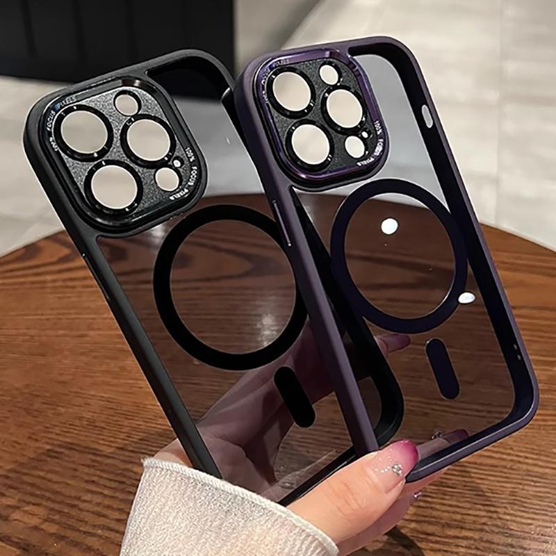 Luxusní transparentní pouzdro na telefon Magsafe pro iPhone 11 12 13 14 15 Pro Max 15 Plus Wireless Charge Hard Back Čirý nárazuvzdorný kryt