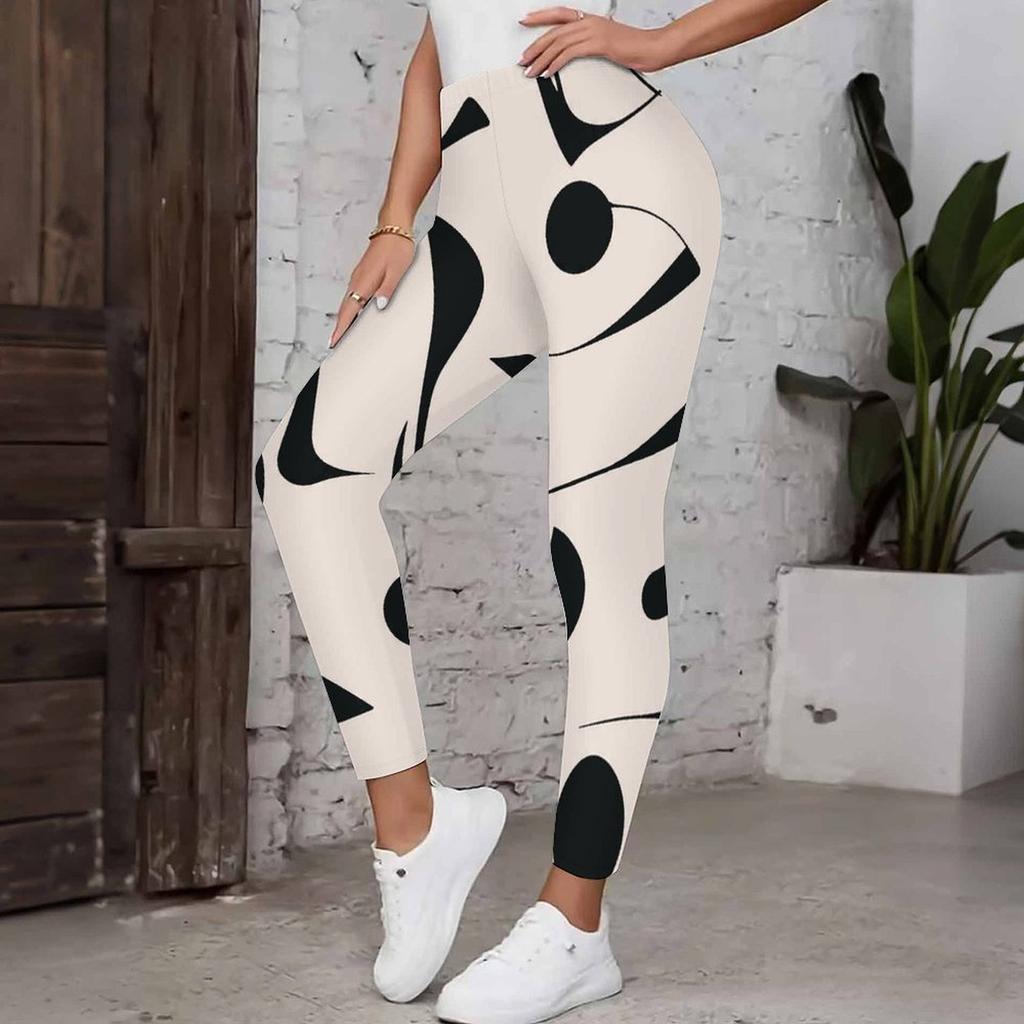 Women Plus Size High Waist Full Length Colorful Geometric Printed Yoga Leggings