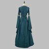 European & American Gothic Medieval Square Neck Bell Sleeve Plus Size Dress