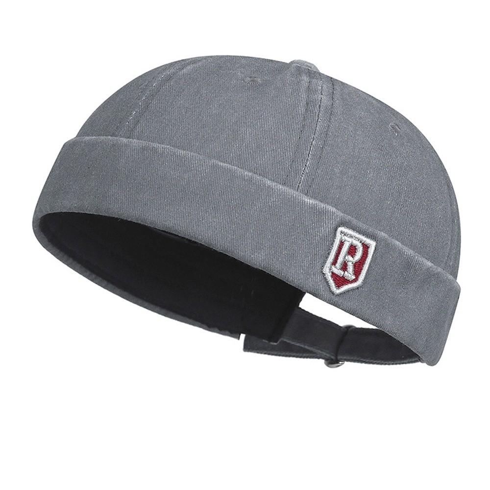 Casual Brimless Hip Hop Hat Adjustable Cotton Men Skullcap Multicolor Melon Cap Unisex серый