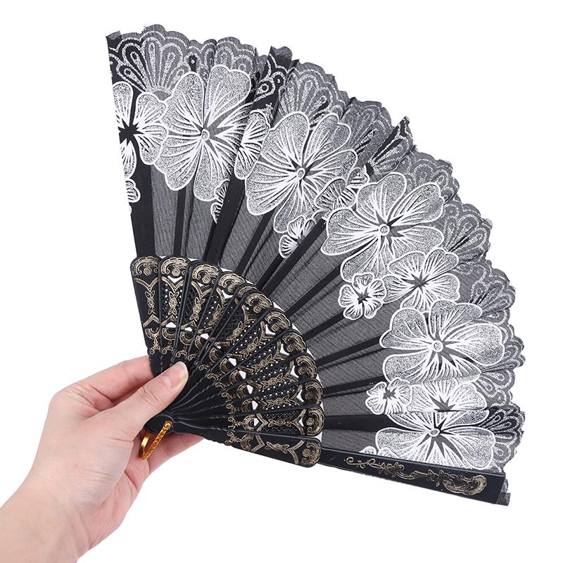 Chinese Style Silk Fabric Fan Folding Fan Wedding Fan Art Gifts Dance Hand Fan Vintage Folding Flower Fan Ancient Hanfu Fan