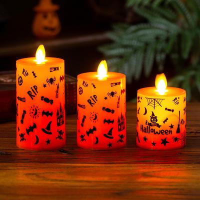 Luci di candela elettroniche a LED Halloween Zucca Strega Ragno Atmosfera Puntelli decorativi Simula ornamenti di fiamme oscillanti
