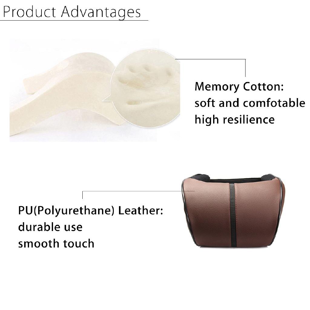 Adjustable PU Leather Car Neck Rest Pillow 410g Adjustable Headrest Pad Seat Cushion Leather car pillow
