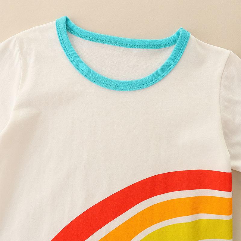 Little maven 2026 New Korean Tops Clothes for Children Baby Boys Girls Blouses T-shirt New Cartoon Rainbow Cotton Kids 2-7 Years