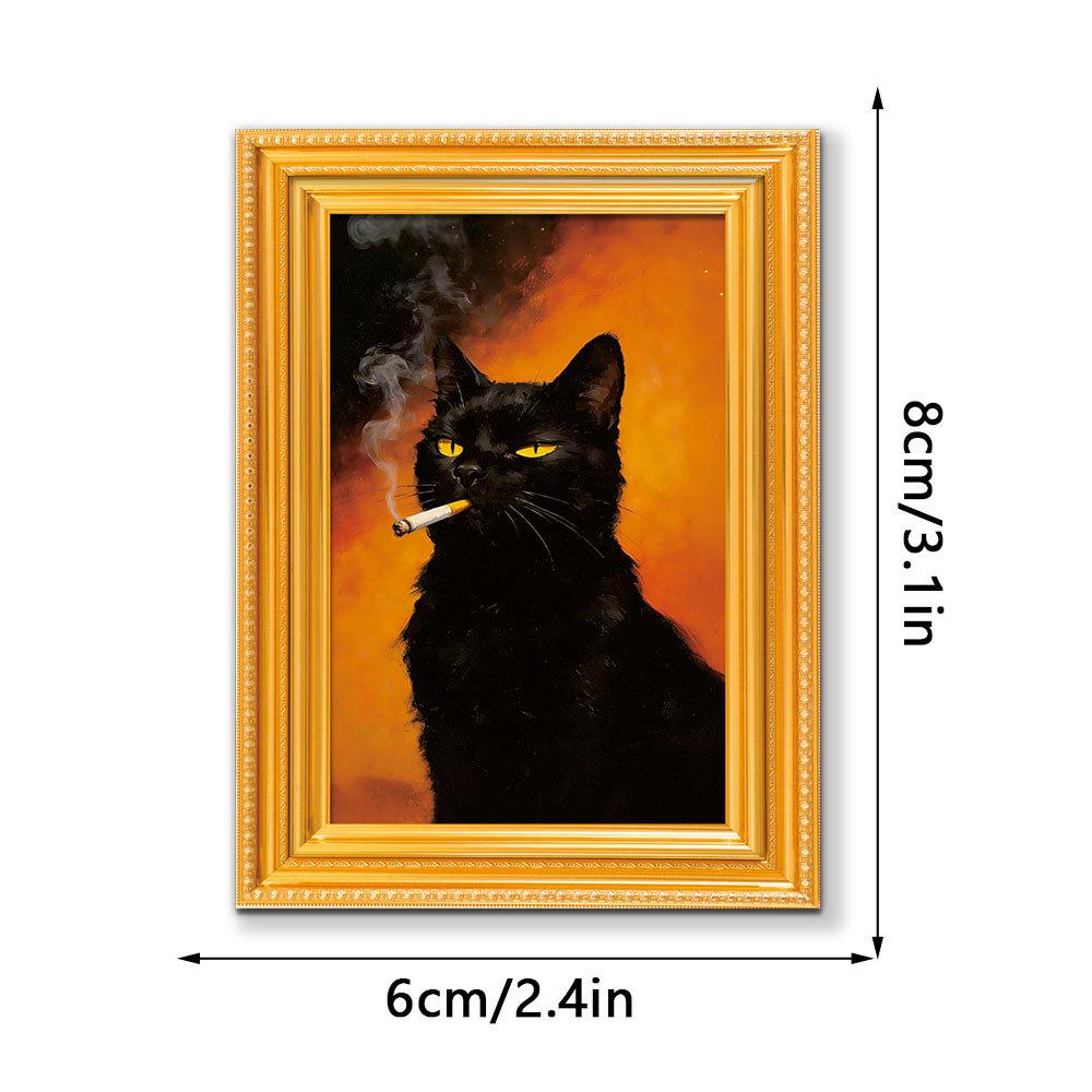 Quirky Black Cat 3D Wooden Photo Frame Magnet Decor