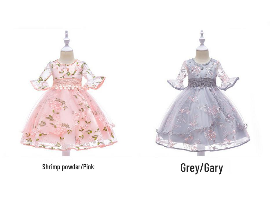 Children's Beaded Princess Trumpet Sleeve Dress
