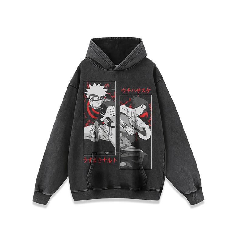 Unisex Oversized Streetwear Hoodie With Cartoon Print Cotton Heavyweight Washed Look