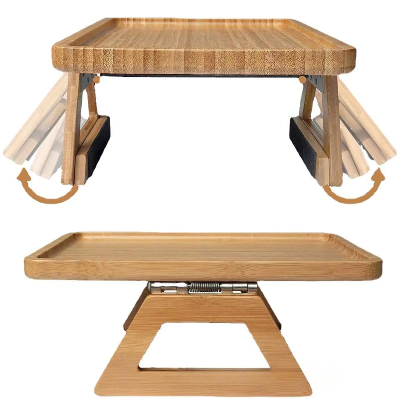 Clip-On Sofa Wooden Armrest Tray for Snacks Drinks Remotes Couch Arm Side Table Holder for Living Room Comfort