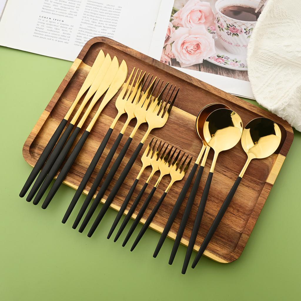 16 Pieces Colorful Silverware Tableware Set Service for 4, Stainless Steel Flatware Kitchen Cutlery Utensils Set for Home Kitchen Restaurant