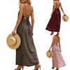 Women's Summer Dress Backless Spaghetti Strap Loose Flowy Long Cami Dresses Casual Loose Holiday Party Beach Maxi Sundress