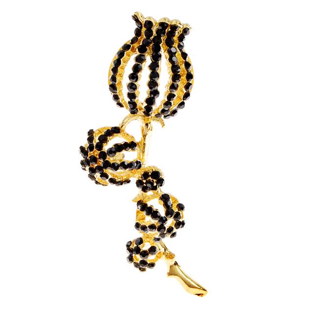 

Броши в виде цветка со стразами для женщин, винтажная мода, булавка, пальто, платье, зимние аксессуары, высокое качество чёрный