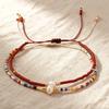 2 Piece Handcrafted Bohemian Pearls Bracelets Adjustable Cord Braided Design Beaded Bangle for Everyday Wear