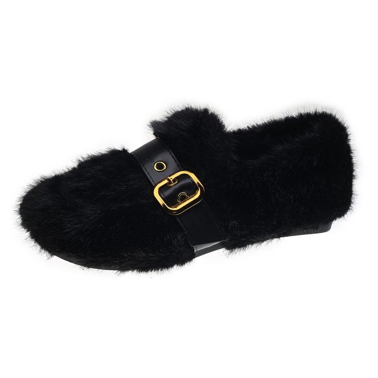 2024 Winter New Casual Plush Plus Size Fashion Fur Women's Shoes Lightweight and Warm Snow Boots One Step Lazy Pea Shoes