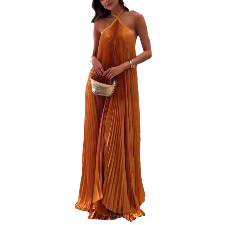 European & American Women's Halter Backless Sexy Sleeveless Dress - Vacation Fashion 8080