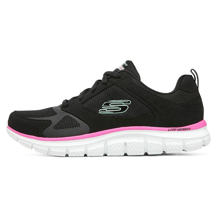 Skechers Track Soft Sole Comfortable Fabric Low Top Casual Running Shoes Women sneakers Black Pink 150140-BKPK 35.5