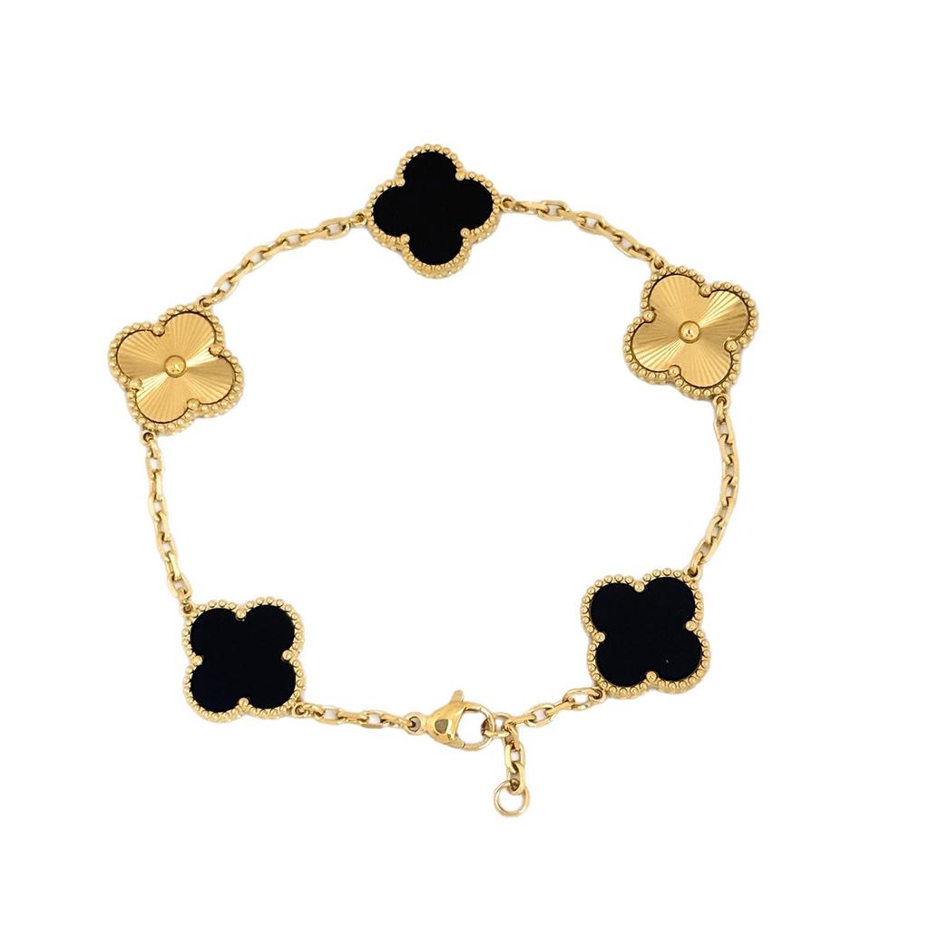 Titanium Steel 15mm Four-leaf Clover Laser-engraved Bracelet Vacuum Plated High Quality Non-fading Women's Bracelet