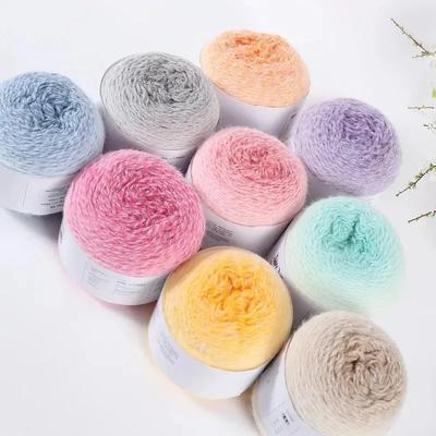 200g Lange Stränge Gefärbtes Farbverlauf Wollgarn Regenbogen-Kuchen-Garn zum Handstricken von Mützen Schals Stolen Dickes Wollgarn