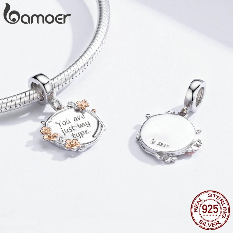 BAMOER Authentische 925 Sterling Silber Blossom in Love Serie Charms für Schlangenarmband und Armreif zum Selbermachen
