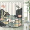 Playful Watercolor Shower Curtain - Axolotl & Heron Design, Soft Colors, 12 Hooks Included, 70X70 Inches