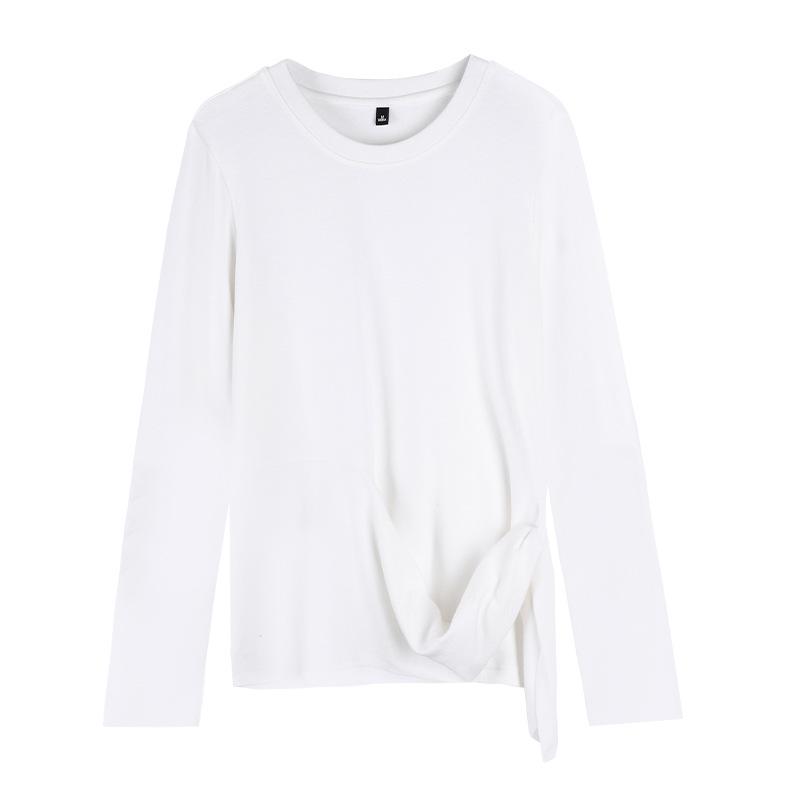 

2025 Autumn Women s Slimming Long Sleeve Irregular Base Layer Top XL белый