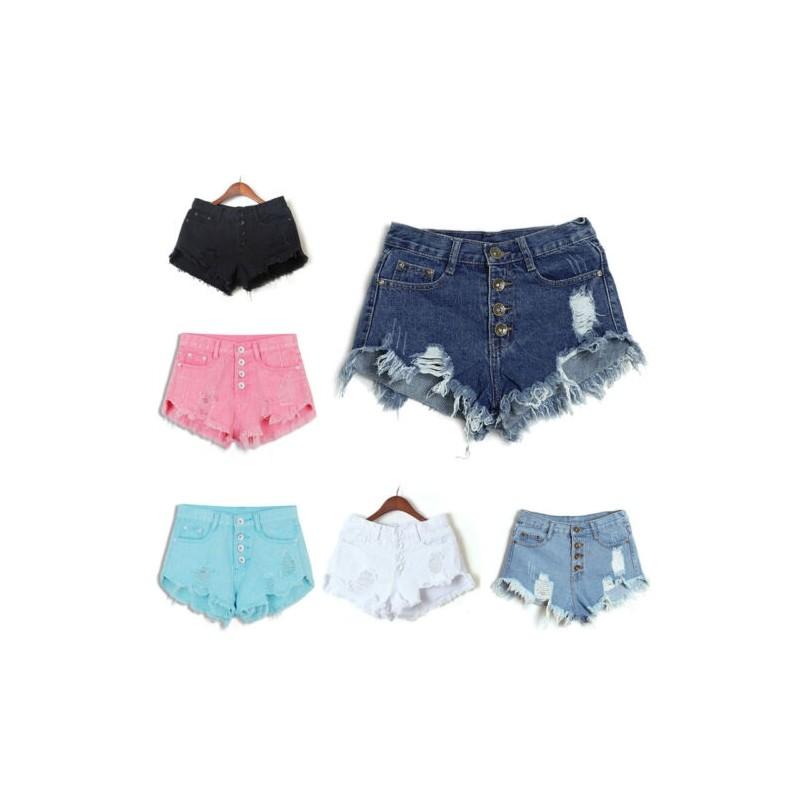 Premium Quality Usa Women High Waisted Washed Ripped Hole Mini Jeans Pants For Stylish Comfort