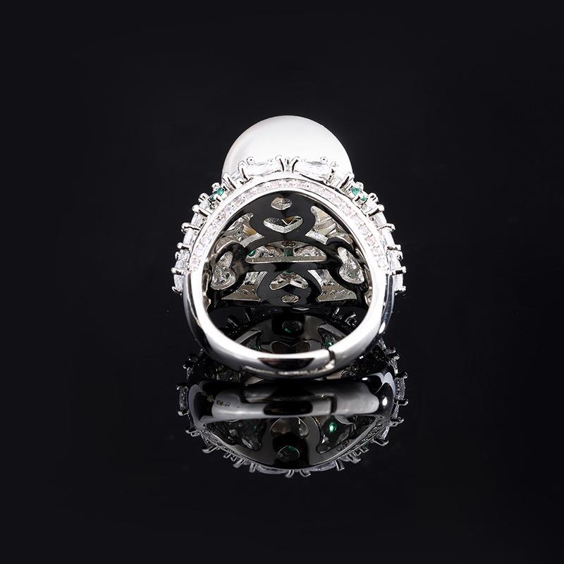 Jewelry Inlaid Austrian Fritillary Pearl Ring Women'S Ring Jewelry Accessories Beads 14Mm