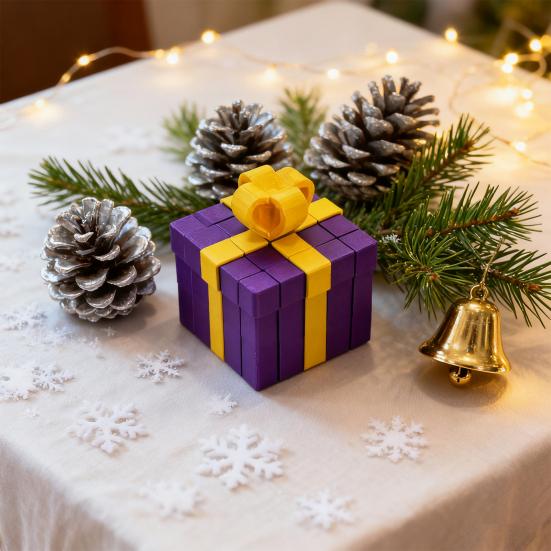 Gift Box Fidget Toy 3D Printed Christmas Ornament Transformable Gift Box Stress-Relieving Toy Stocking Stuffer for Teens And Adults Holiday Decoration