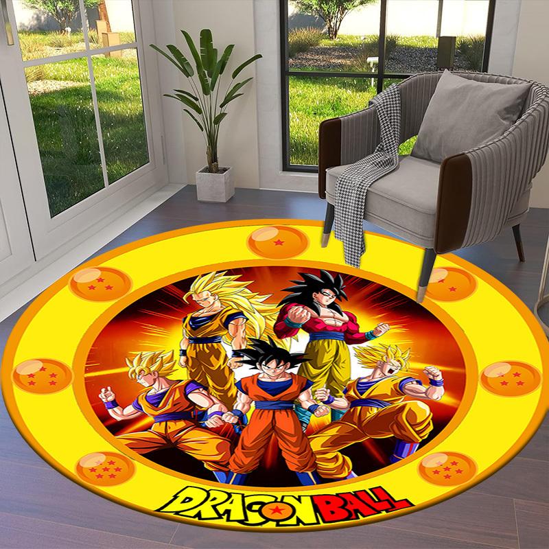 1pc Dragon Ball Characters Artwork Round Carpet, Made of Polyester,Perfect for Decorating Office Chairs, Living Rooms