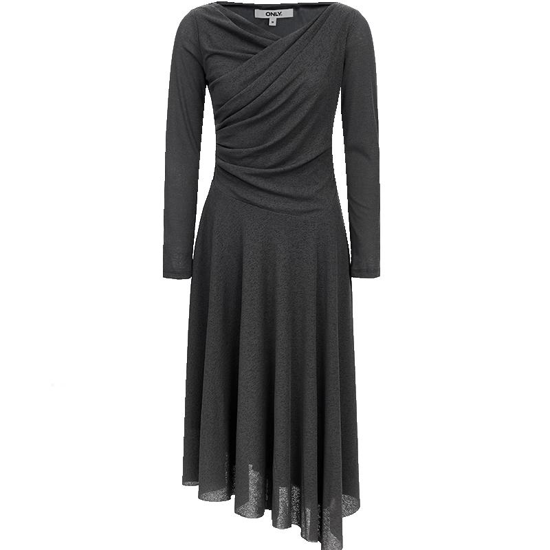 

ONLY 2025 Autumn Irregular Hem Crossover Draped Neck Mid-Length Dress S