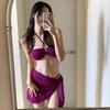 2025 High-End Purple Whitening & Slimming Bikini Set - 3-Piece Vacation & Hot Spring Swimwear for Women