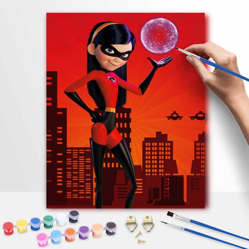 Disney digital oil painting Violet Parr The Incredibles character art handmade diy home decorations 20x30cm