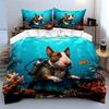 "Underwater Dog Diving Set Decor" Soft Comfortable Duvet Cover Bedding Set Included 1*Duvet Cover & 2*Pillowcases gift