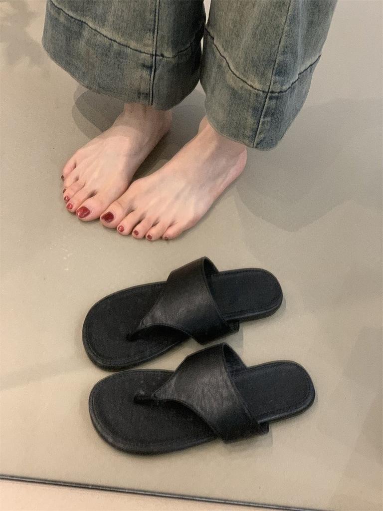 Niche Design Half Slippers Women's Shoes Fashion Toe Flat Bottom Holiday Drag